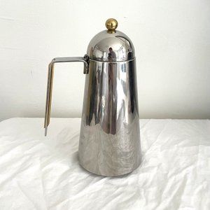 Vintage Italian Stainless Steel & Brass Mid Century Oil Pitcher Guido Bergna
